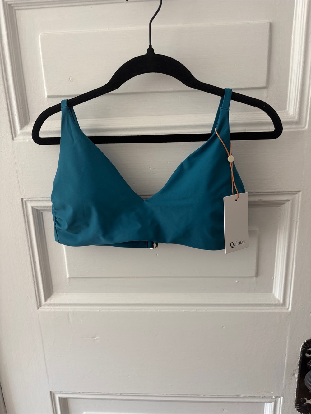 Quince itailian v neck Teal Wireless Bikini Top - Teal blue lagoon
